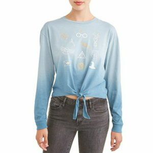 Harry Potter Logo Ombre Tie Front Crop Top EUC  2X